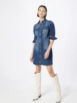 Mustang Blousejurken Blousejurk Dames Blauw -Mustang Verkoop 05491bebc11c5c4ef0de2058656119a8