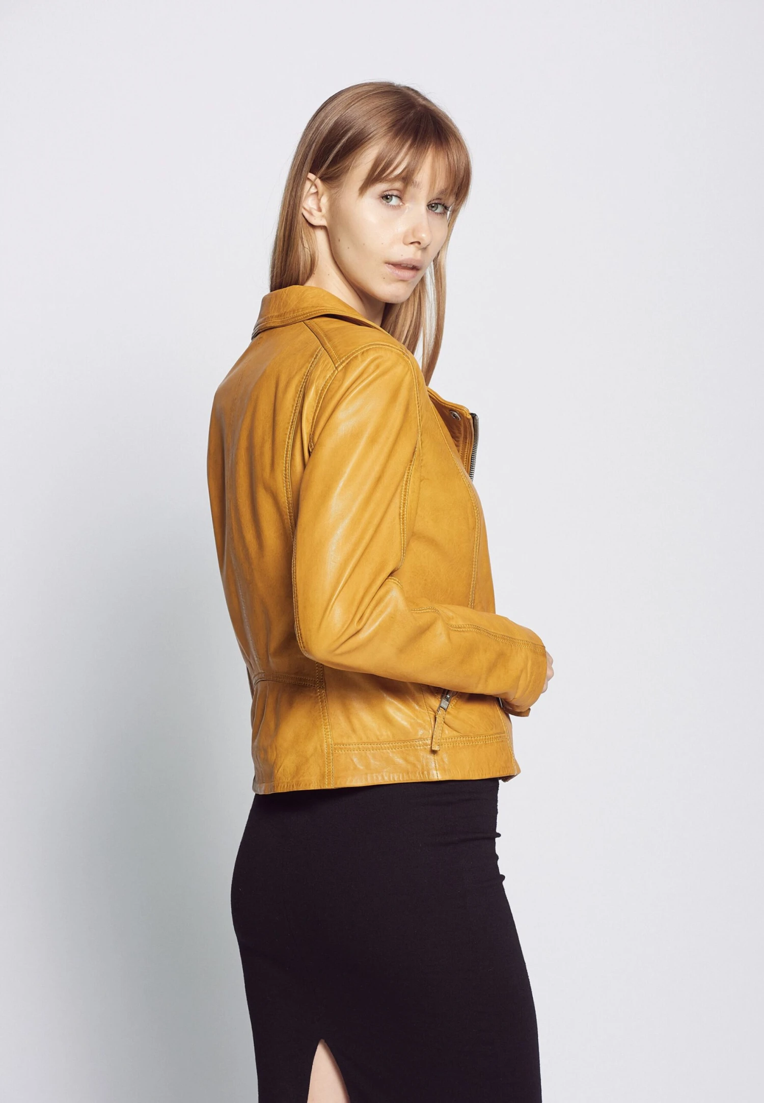 Mustang Leren Jassen Tussenjas Dames Geel 8 Mustang Leren Jassen Tussenjas Dames Geel - Afbeelding 6