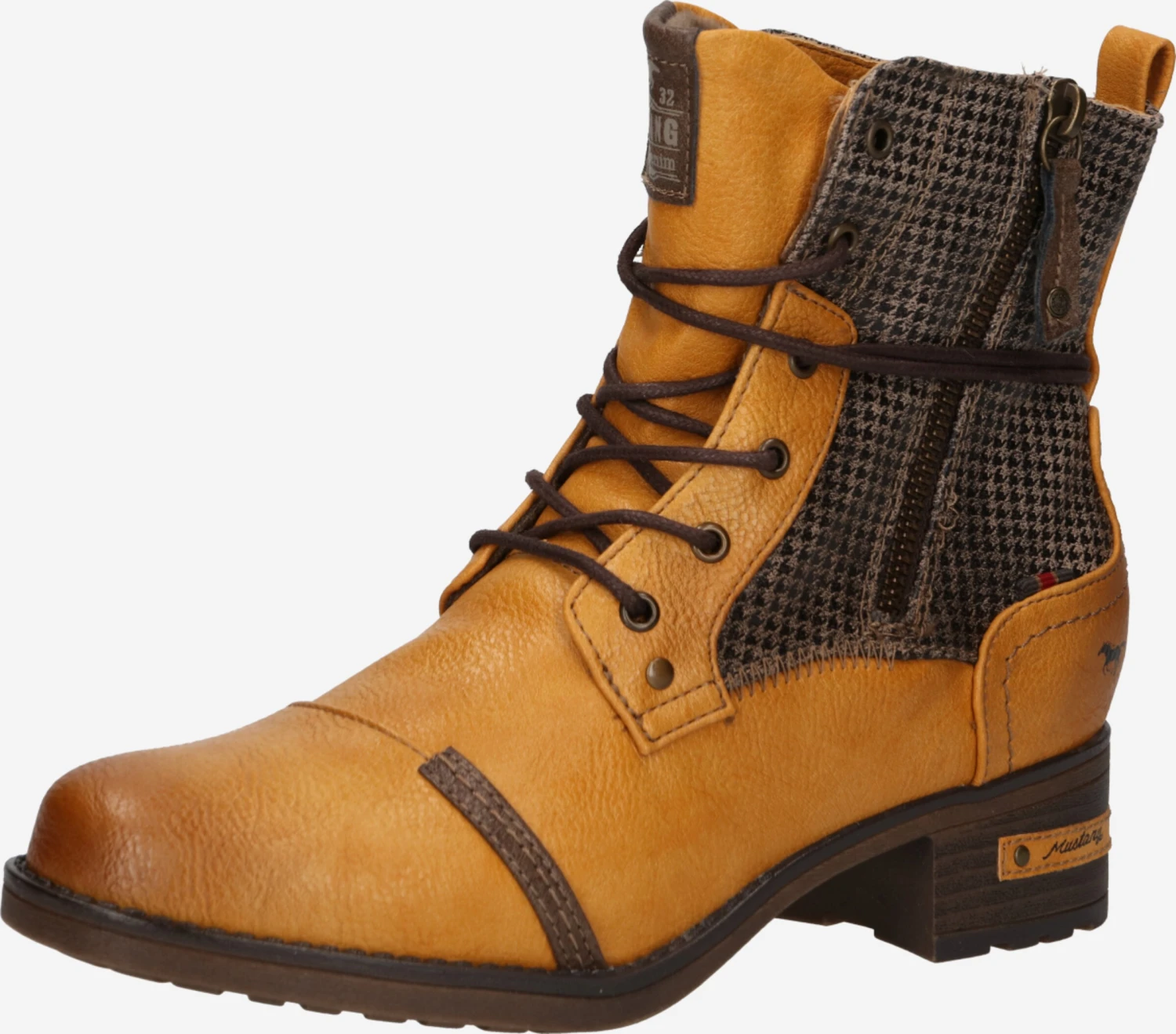 Mustang Enkellaarsjes Veterlaarsjes Dames Karamel / Lichtbruin 3 Mustang Enkellaarsjes Veterlaarsjes Dames Karamel / Lichtbruin