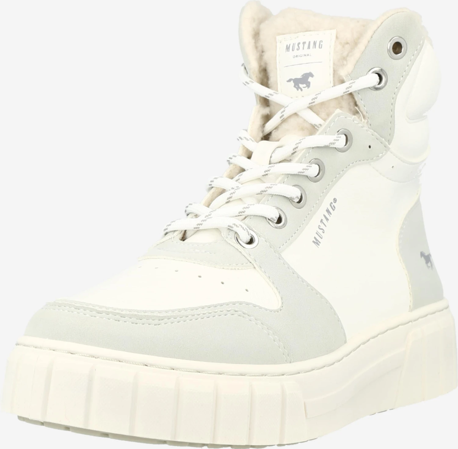 Mustang Enkellaarsjes Veterlaarsjes Dames Wit 3 Mustang Enkellaarsjes Veterlaarsjes Dames Wit