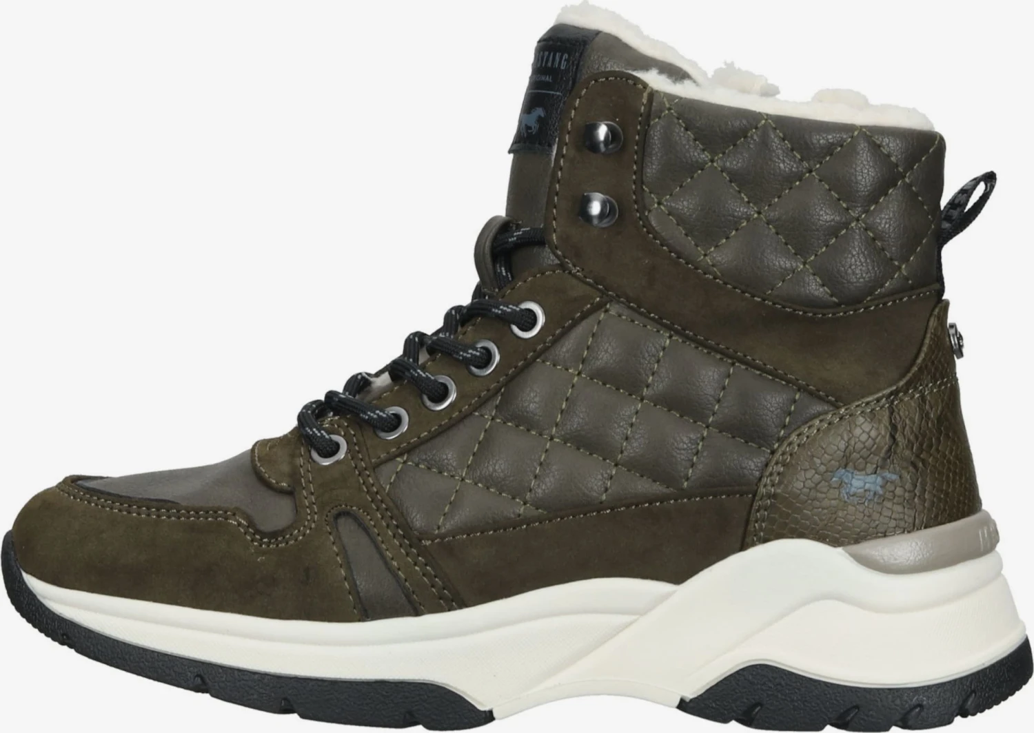 Mustang Enkellaarsjes Veterlaarsjes Dames Olijfgroen 4 Mustang Enkellaarsjes Veterlaarsjes Dames Olijfgroen - Afbeelding 2