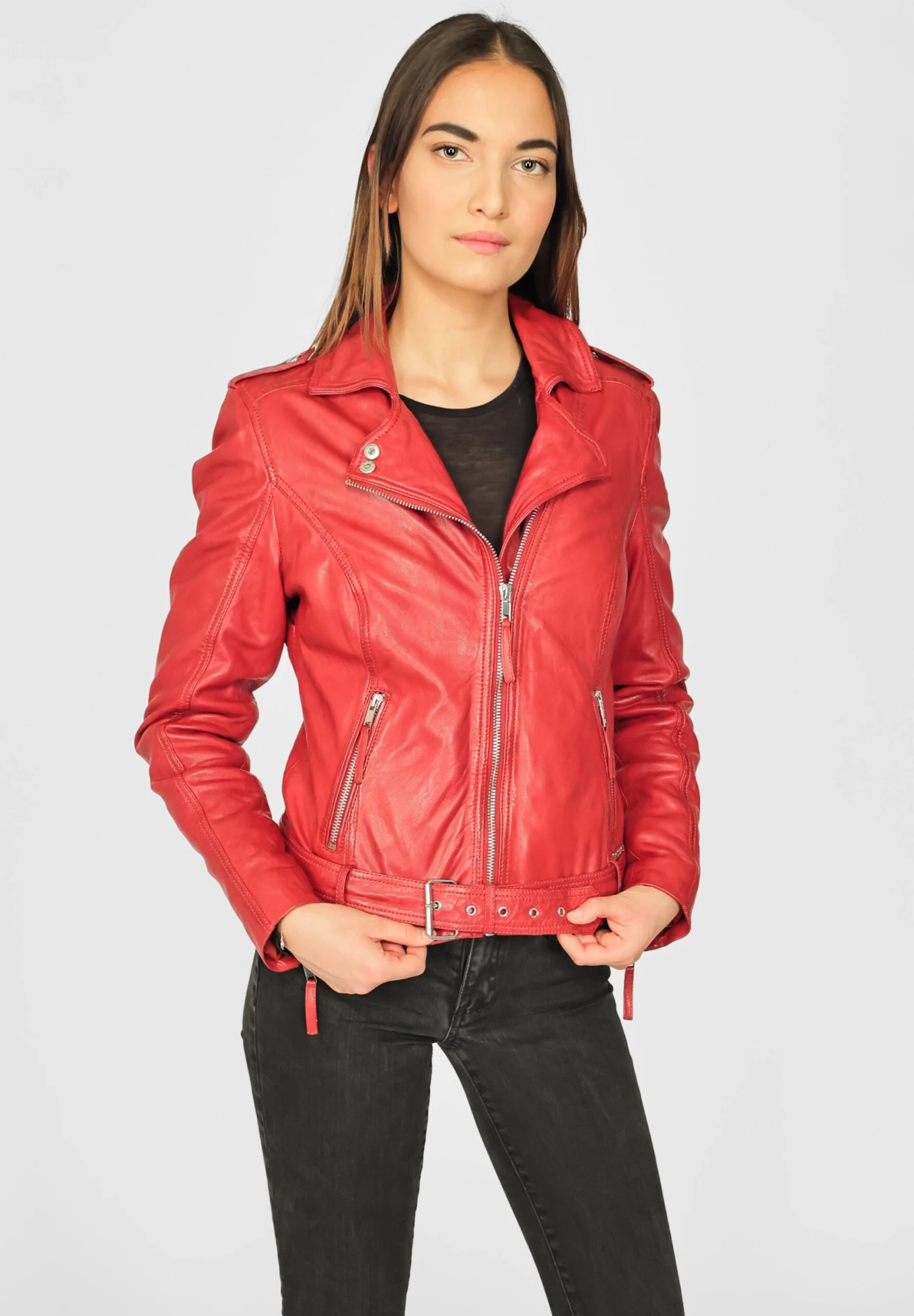 Mustang Leren Jassen Tussenjas 31020254 Dames Rood 5 Mustang Leren Jassen Tussenjas 31020254 Dames Rood - Afbeelding 3