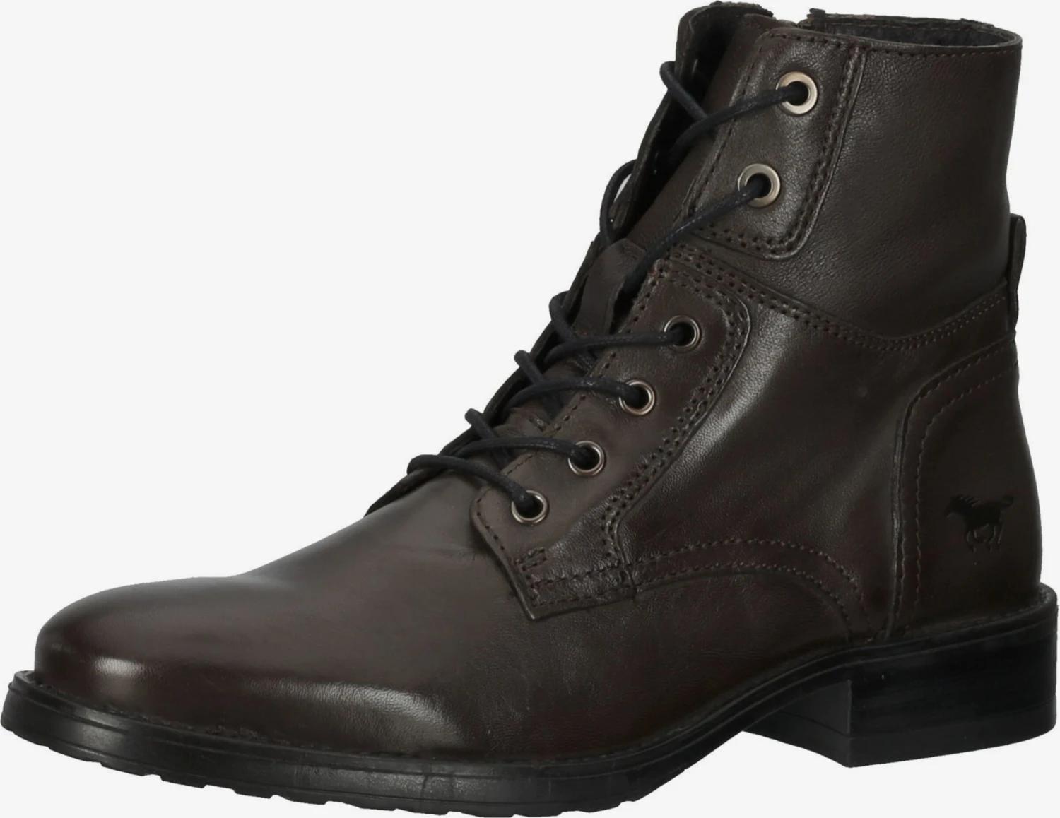 Mustang Enkellaarsjes Veterlaarsjes Dames Donkerbruin 3 Mustang Enkellaarsjes Veterlaarsjes Dames Donkerbruin