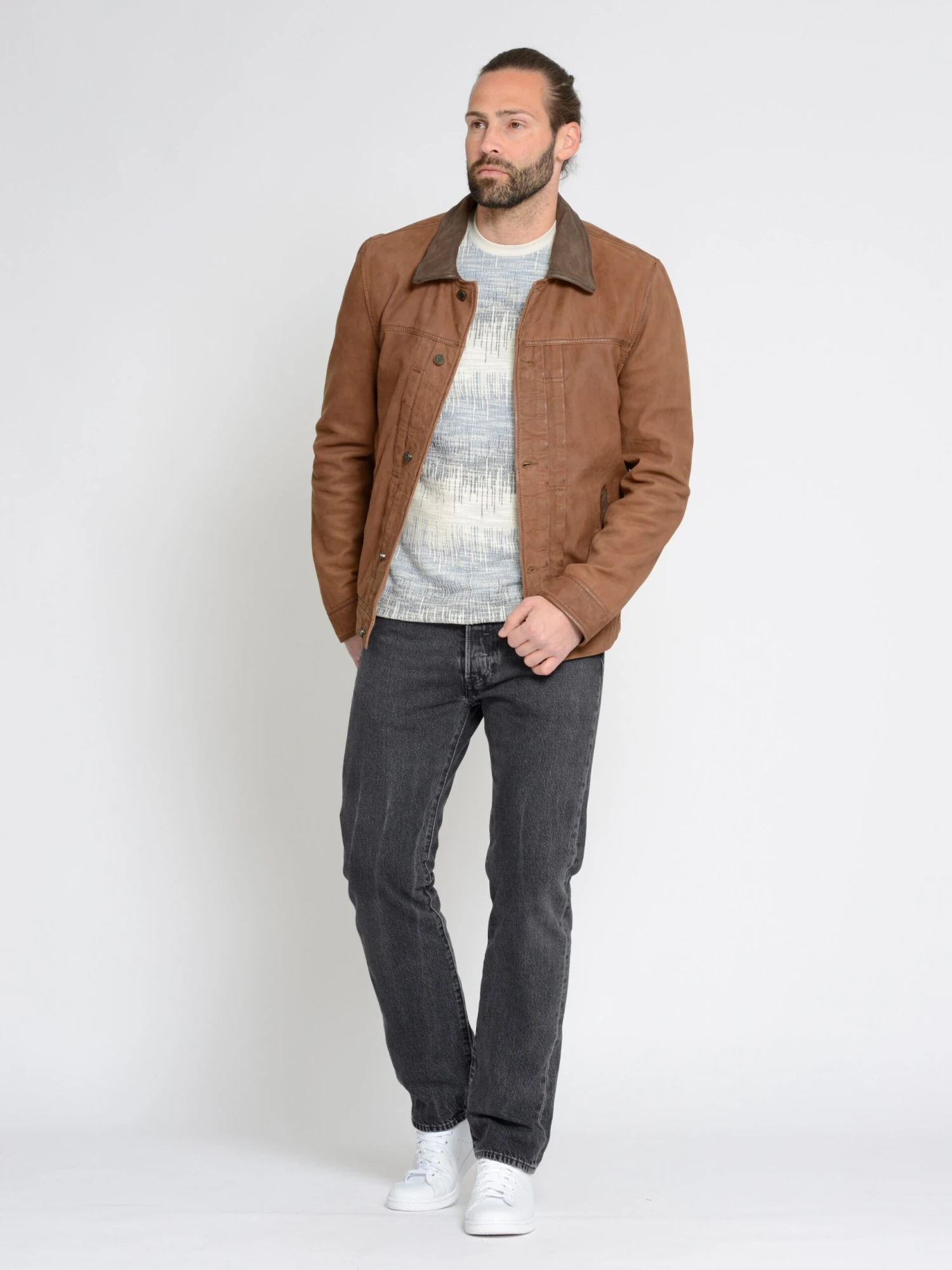 Mustang Leren Jassen Tussenjas Heren Cognac 6 Mustang Leren Jassen Tussenjas Heren Cognac - Afbeelding 4