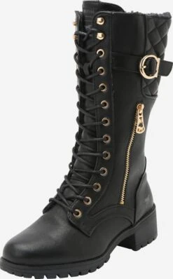 Mustang Laarzen Veterlaarzen Dames Zwart