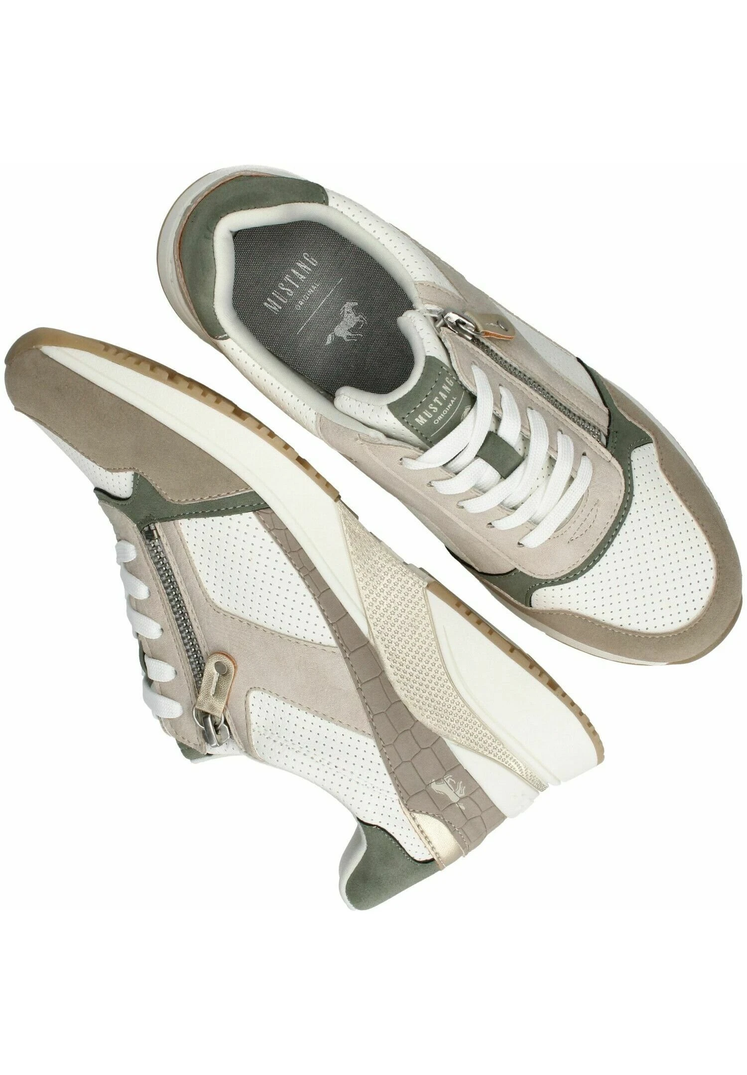 Mustang Sneakers Laag - Beige Weiss 5 Mustang Sneakers Laag - Beige Weiss - Afbeelding 3
