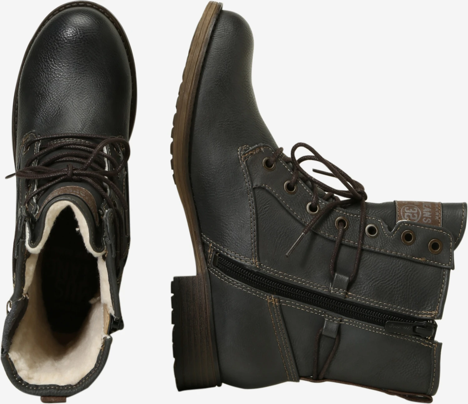 Mustang Enkellaarsjes Veterlaarsjes Dames Grafiet 4 Mustang Enkellaarsjes Veterlaarsjes Dames Grafiet - Afbeelding 2