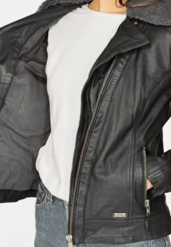 Mustang Weichem Kragen- Leren Jas - Black -Mustang Verkoop 71822fefb6be4ec89727062e763a3d6f