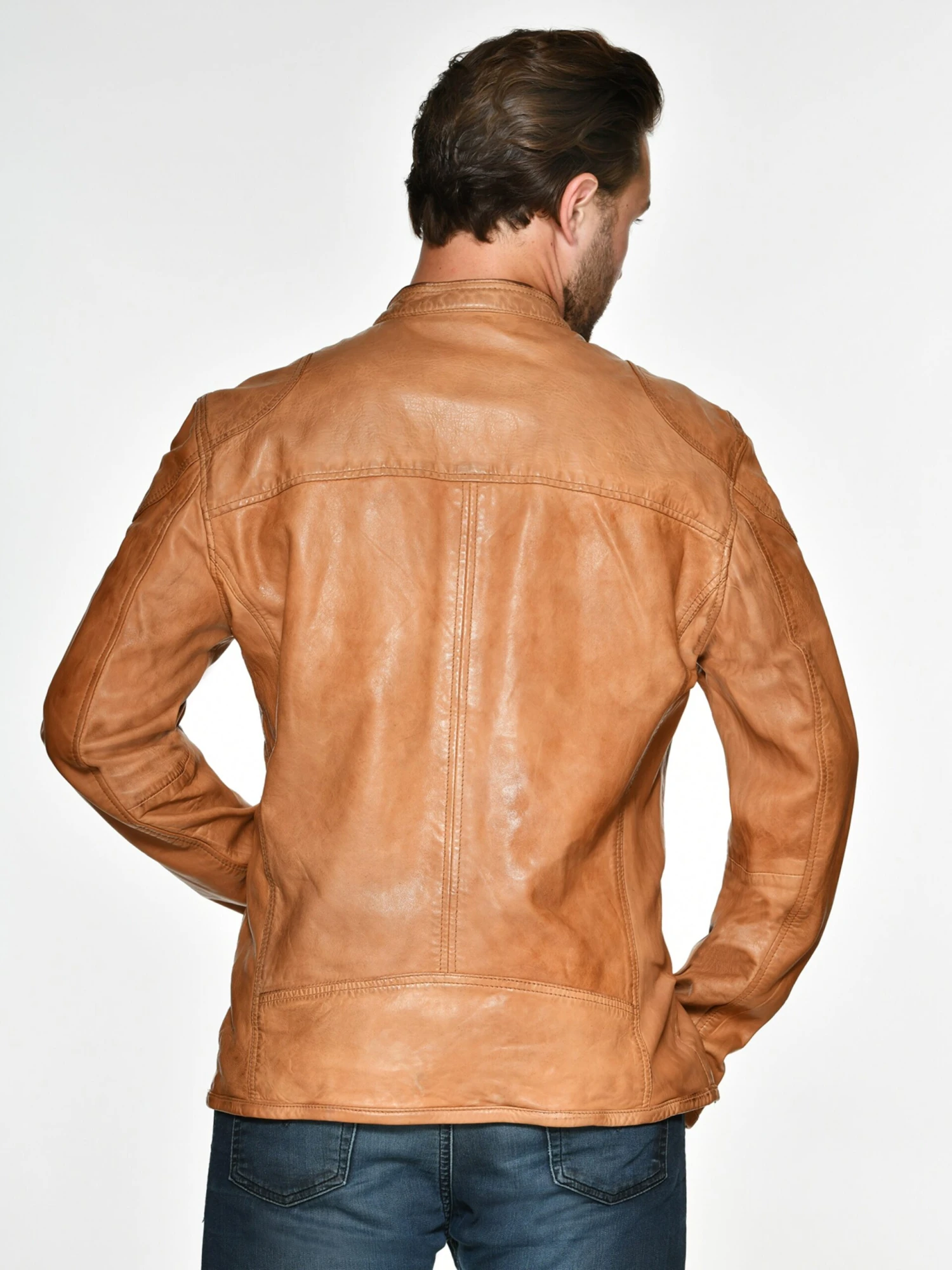 Mustang Leren Jassen Tussenjas Johannes Heren Cognac 6 Mustang Leren Jassen Tussenjas Johannes Heren Cognac - Afbeelding 4