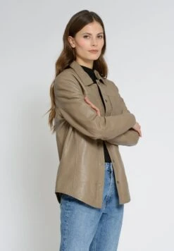 Mustang Leren Jas - Taupe -Mustang Verkoop 7c3457d903fe44eab803b87eac9696d0