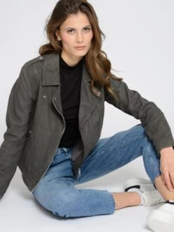 Mustang Leren Jassen Tussenjas Dames Grijs -Mustang Verkoop 7ce9a2fef8dd596a2b667b949a942b7d