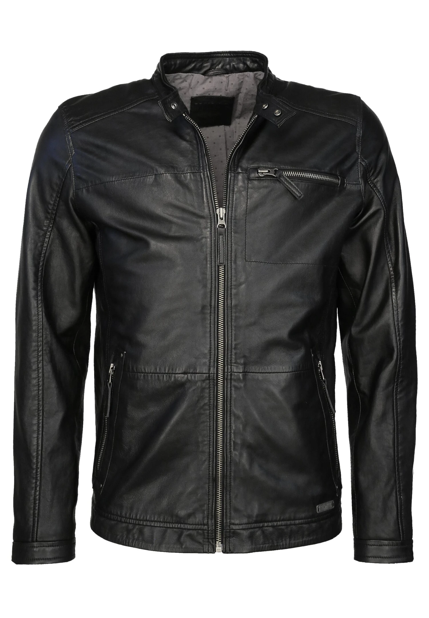 Mustang Mit Kurzem Stehkragen Stewart - Leren Jas - Schwarz 5 Mustang Mit Kurzem Stehkragen Stewart - Leren Jas - Schwarz - Afbeelding 3