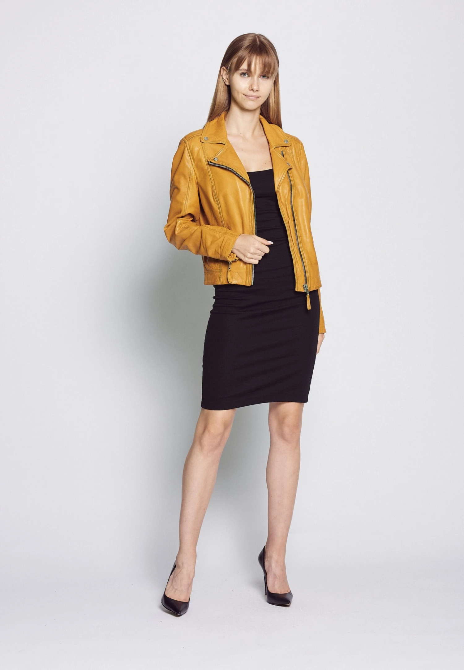 Mustang Leren Jassen Tussenjas Dames Geel 6 Mustang Leren Jassen Tussenjas Dames Geel - Afbeelding 4