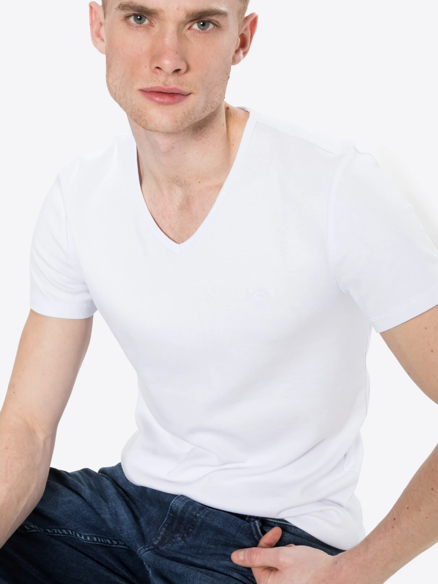 Mustang T-shirts Shirt Aaron V Heren Wit 14 Mustang T-shirts Shirt Aaron V Heren Wit - Afbeelding 12