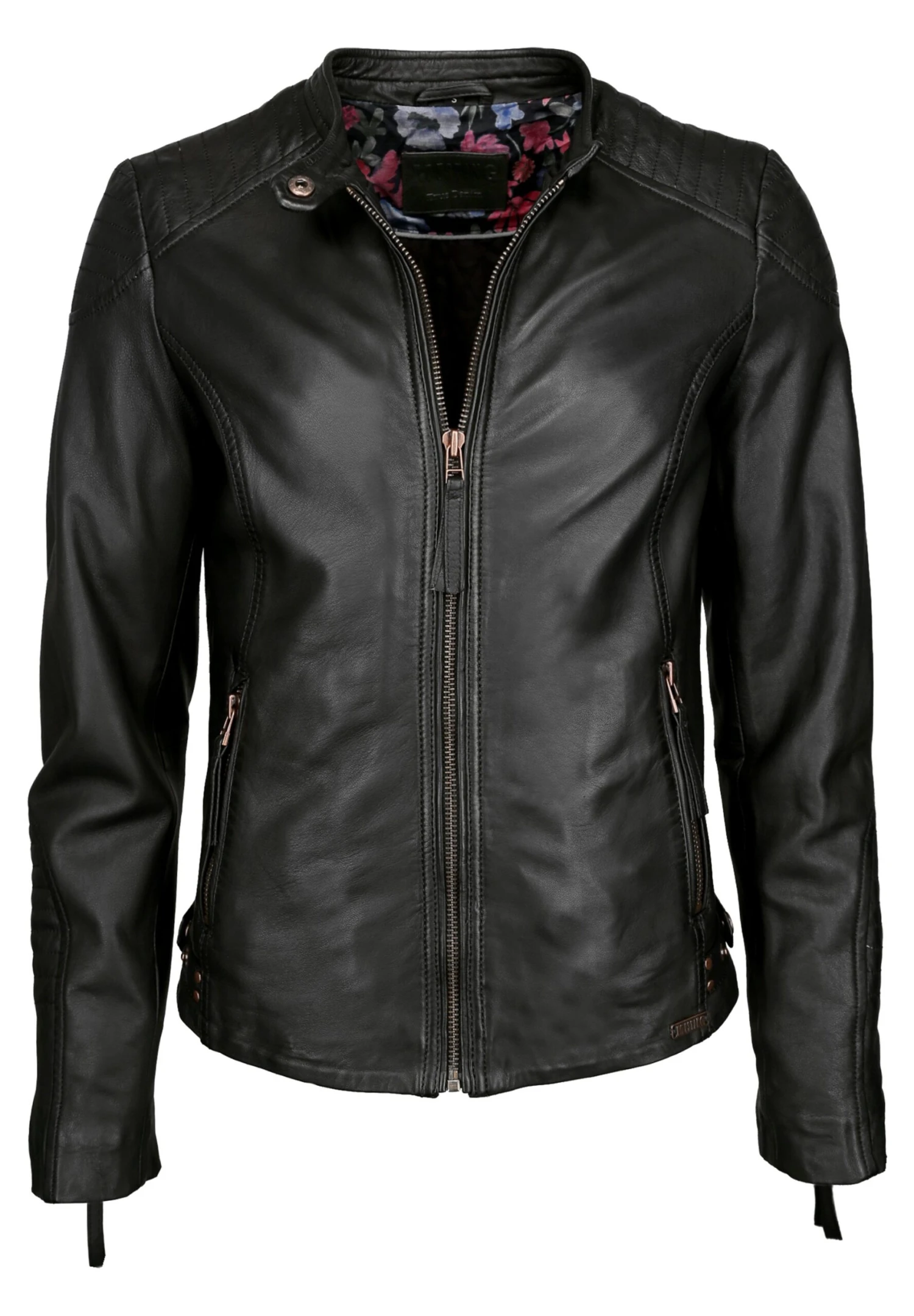 Mustang Mit Stehkragen- Leren Jas - Schwarz 3 Mustang Mit Stehkragen- Leren Jas - Schwarz