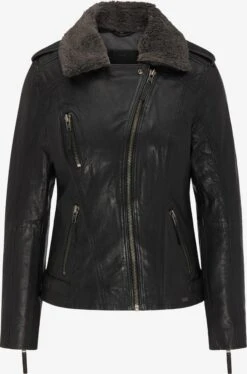 Mustang Leren Jassen Tussenjas Grenada FF Dames Zwart