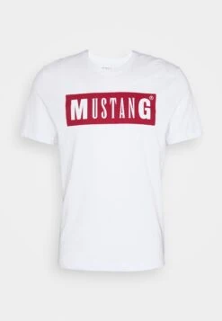 Mustang Alex Logo Tee - T-Shirt Print - General White -Mustang Verkoop 9d284c5362f546019608a173b00f7211
