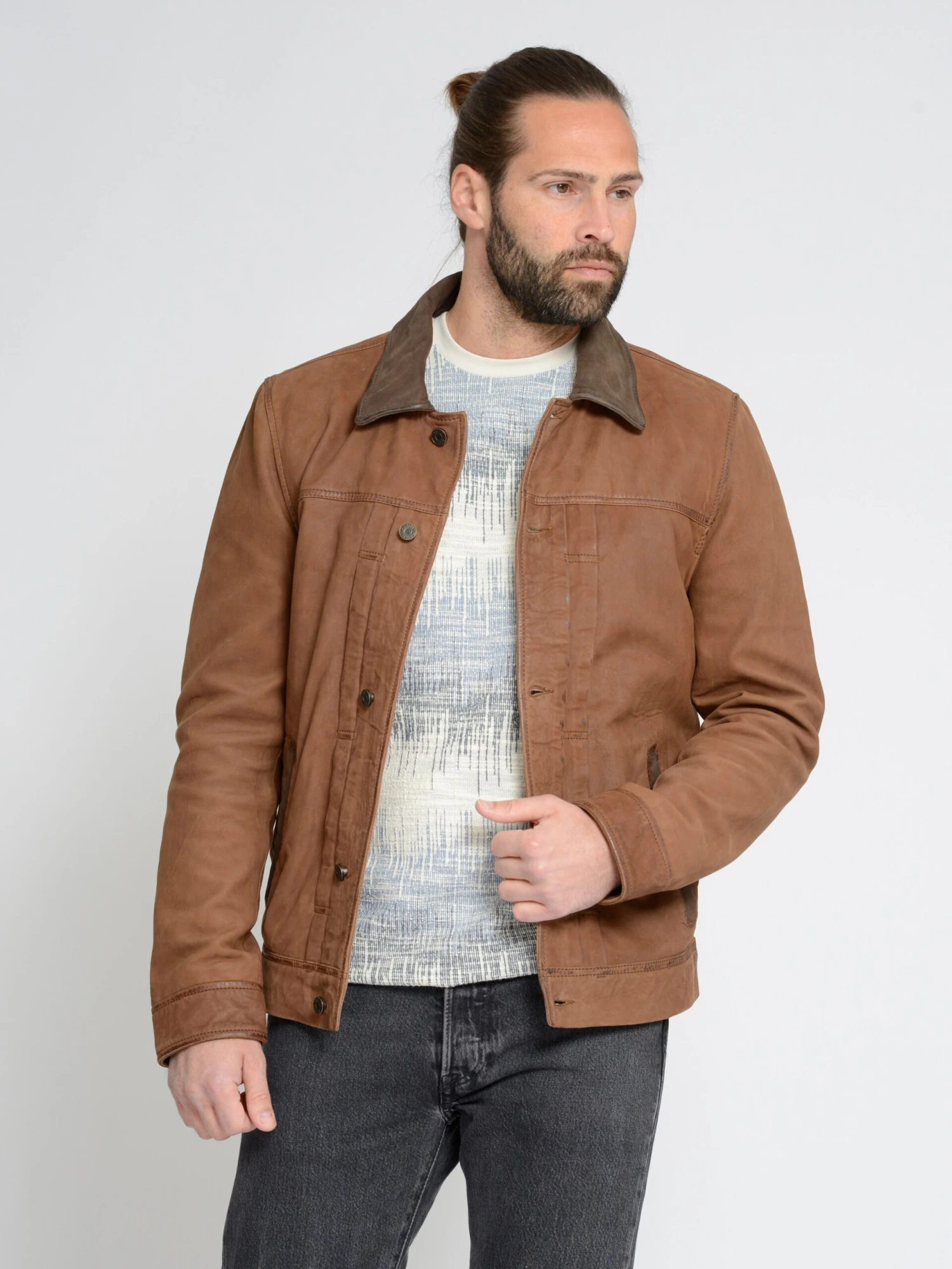 Mustang Leren Jassen Tussenjas Heren Cognac 4 Mustang Leren Jassen Tussenjas Heren Cognac - Afbeelding 2