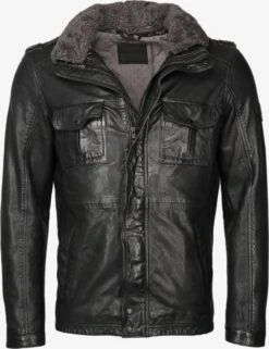 Mustang Leren Jassen Tussenjas Walker RF Heren Zwart