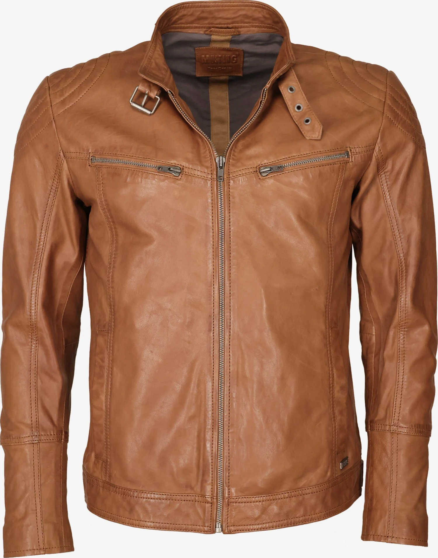 Mustang Leren Jassen Tussenjas Heren Cognac 3 Mustang Leren Jassen Tussenjas Heren Cognac