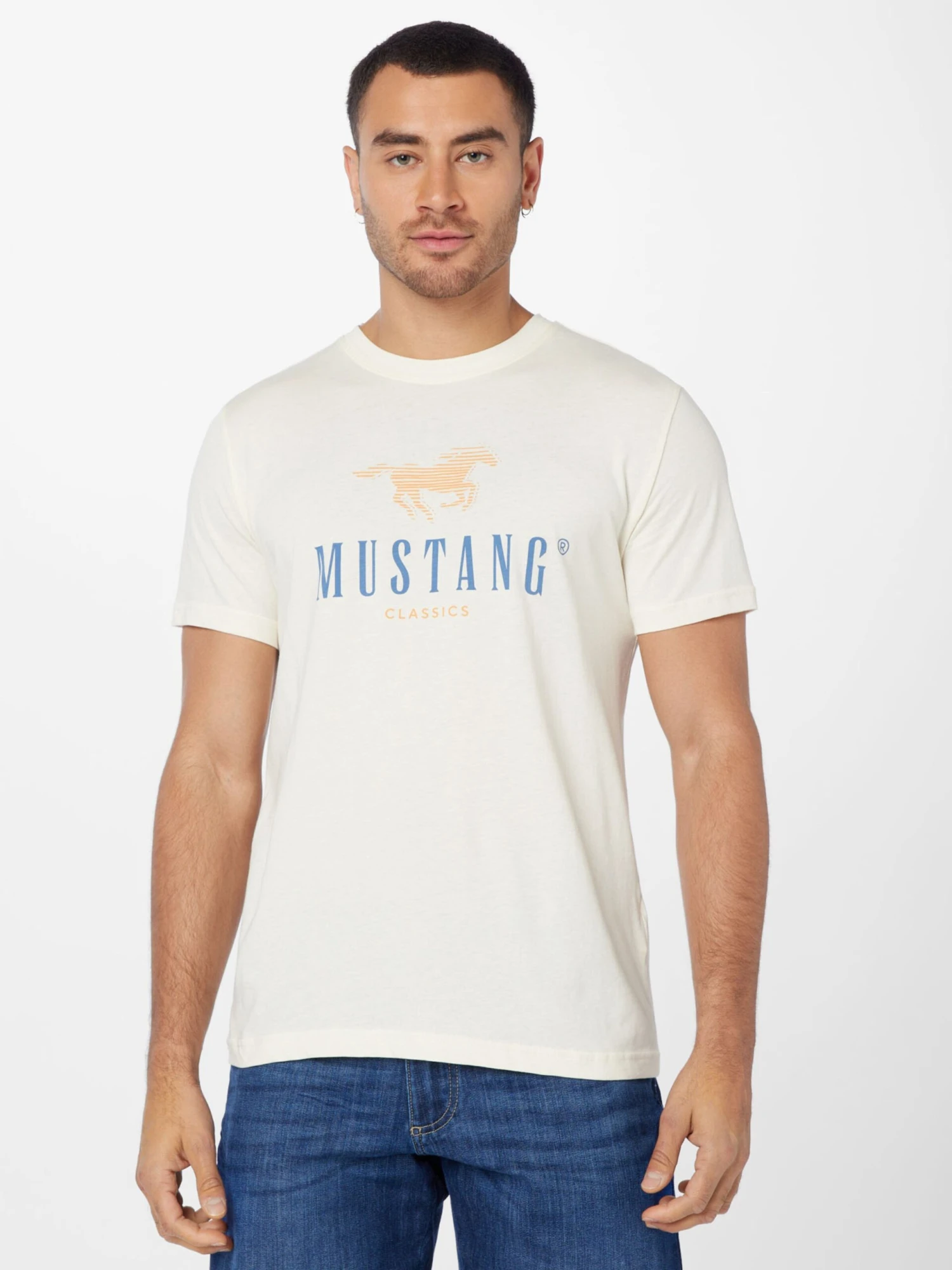 Mustang T-shirts Shirt Alex Heren Ecru 5 Mustang T-shirts Shirt Alex Heren Ecru - Afbeelding 3