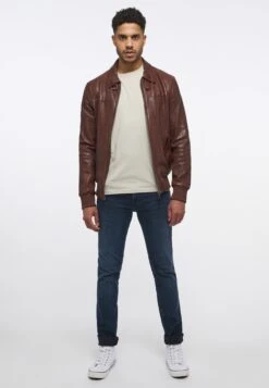 Mustang Leren Jassen Tussenjas Heren Donkerbruin -Mustang Verkoop ab0ea2d14c605db038d489ac49759fea