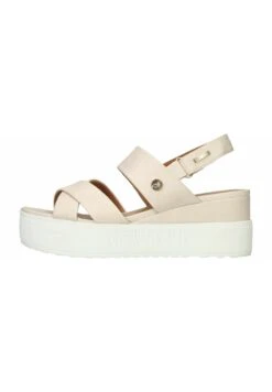 Mustang Sandalen Met Plateauzool -Ivory