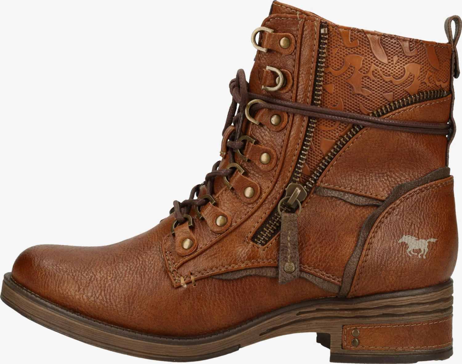 Mustang Enkellaarsjes Veterlaarsjes Dames Karamel 4 Mustang Enkellaarsjes Veterlaarsjes Dames Karamel - Afbeelding 2