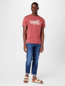 Mustang T-shirts Shirt Alex Heren Pastelrood -Mustang Verkoop be486372c9957bba1a72304633de7f72