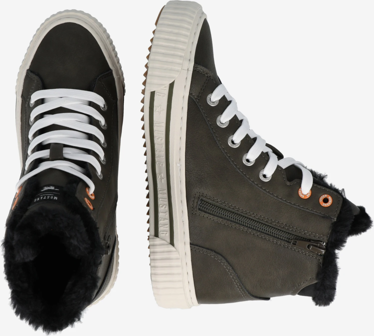 Mustang Enkellaarsjes Veterlaarsjes Dames Kaki 4 Mustang Enkellaarsjes Veterlaarsjes Dames Kaki - Afbeelding 2