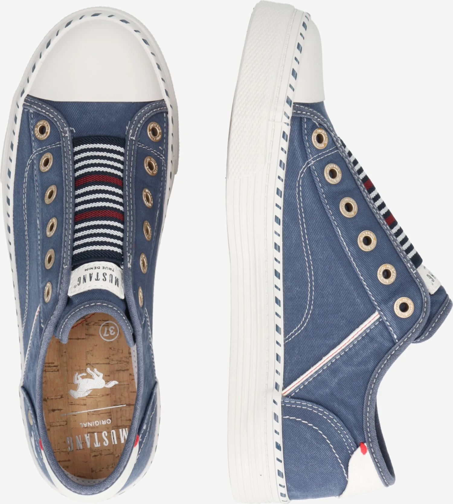 Mustang Casual Sneakers Sneakers Laag Dames Blauw 4 Mustang Casual Sneakers Sneakers Laag Dames Blauw - Afbeelding 2