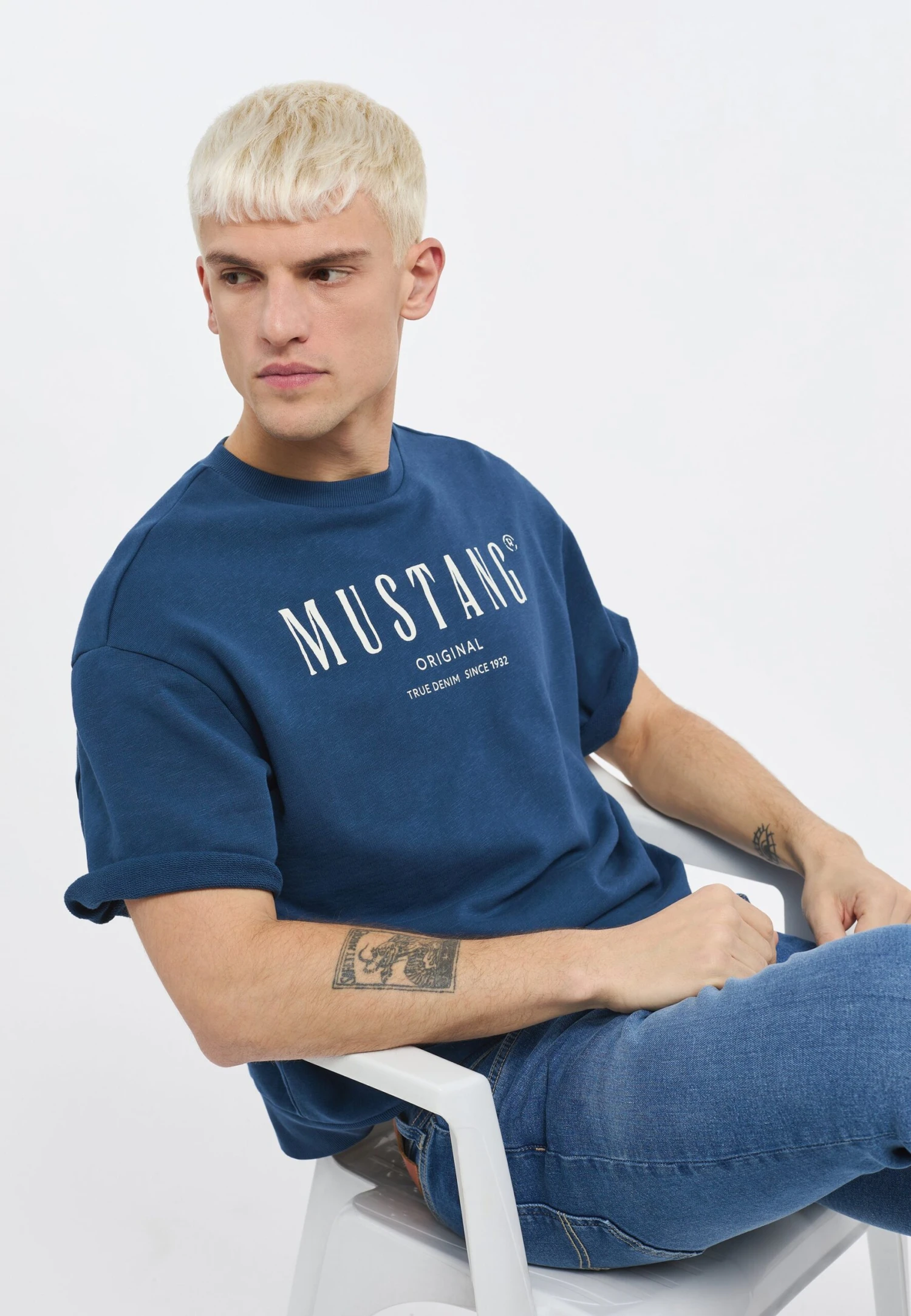 Mustang T-Shirt Basic - Blau 6 Mustang T-Shirt Basic - Blau - Afbeelding 4