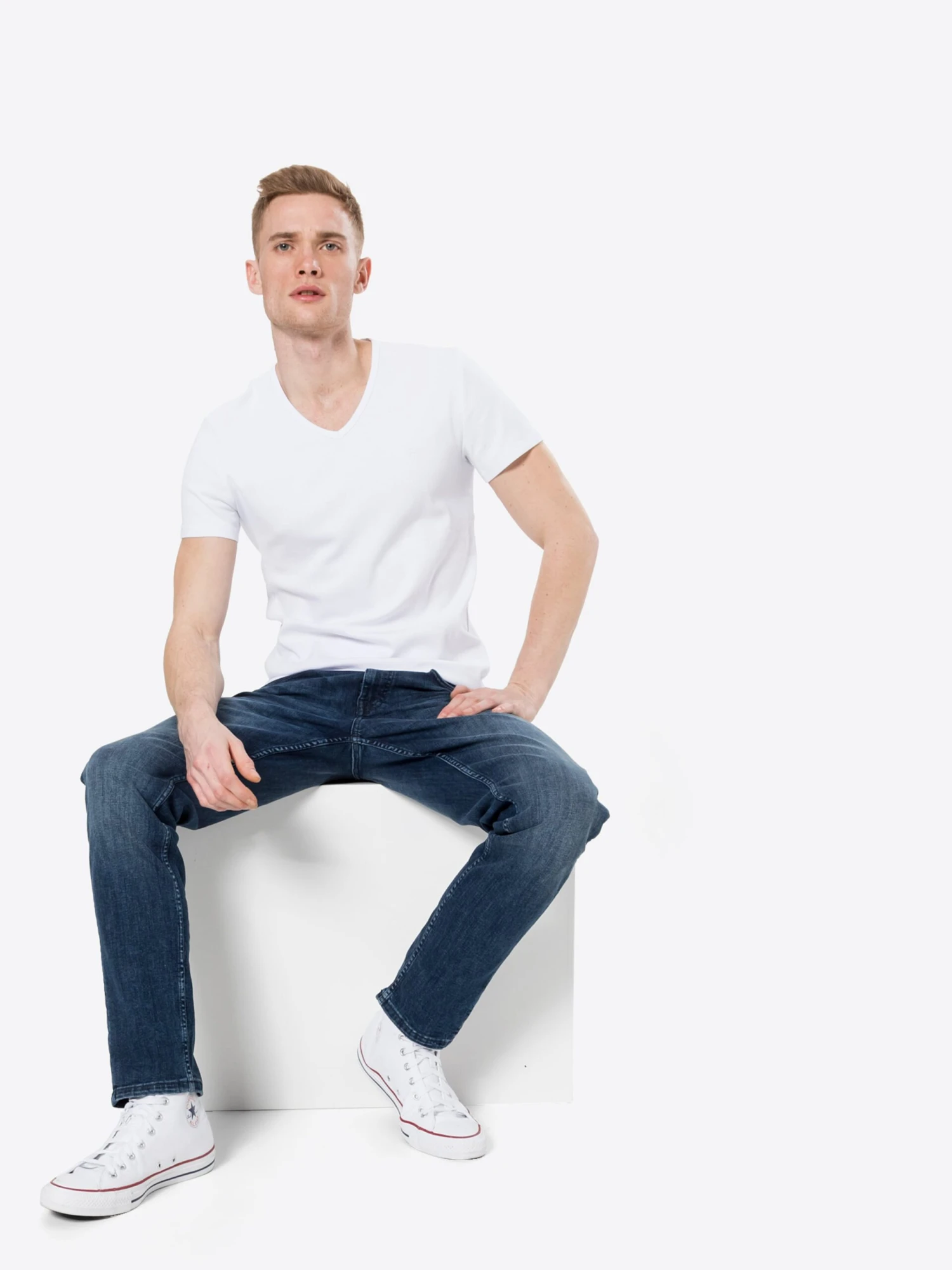 Mustang T-shirts Shirt Aaron V Heren Wit 11 Mustang T-shirts Shirt Aaron V Heren Wit - Afbeelding 9