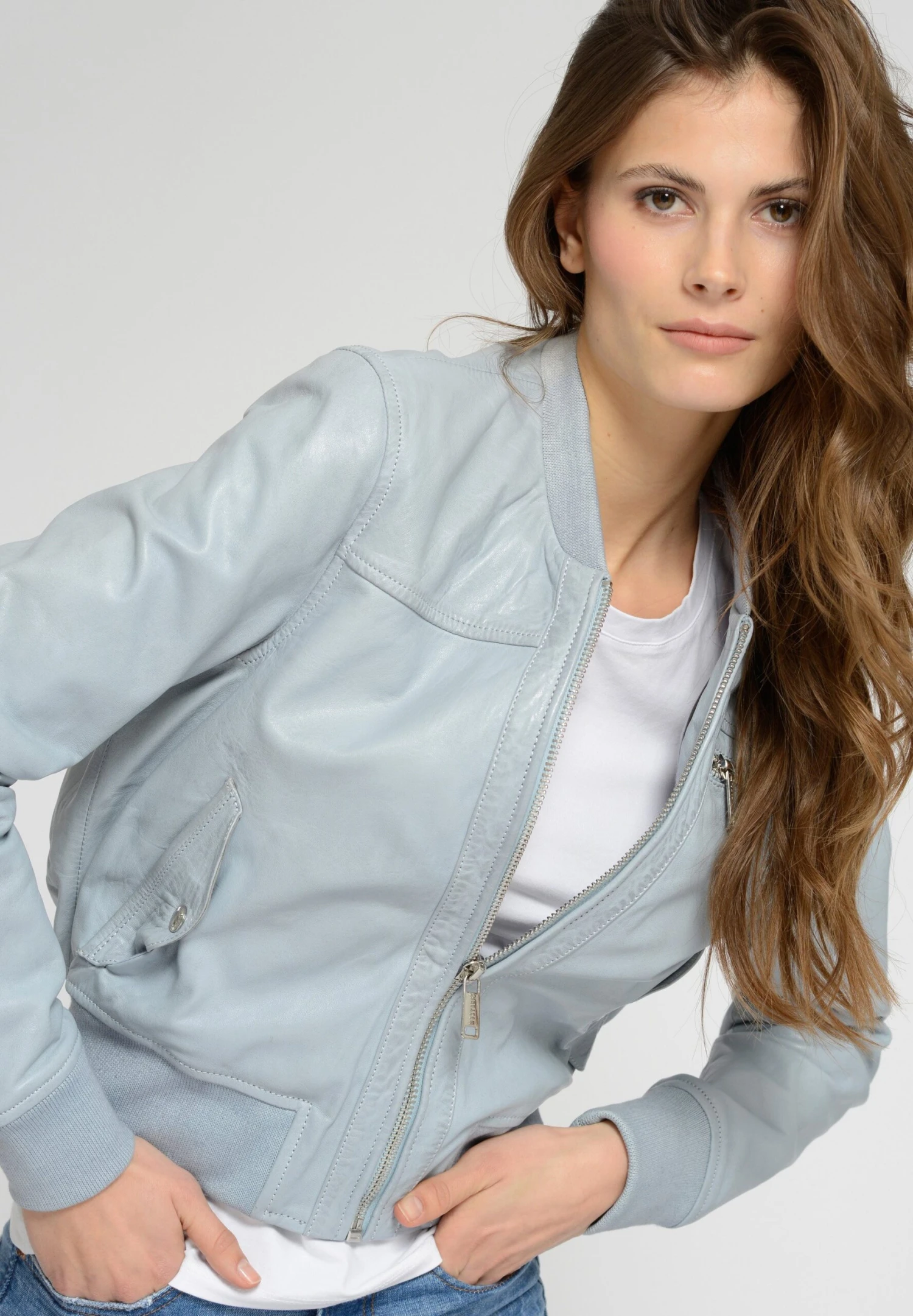 Mustang Leren Jas - Dusty Blue 5 Mustang Leren Jas - Dusty Blue - Afbeelding 3