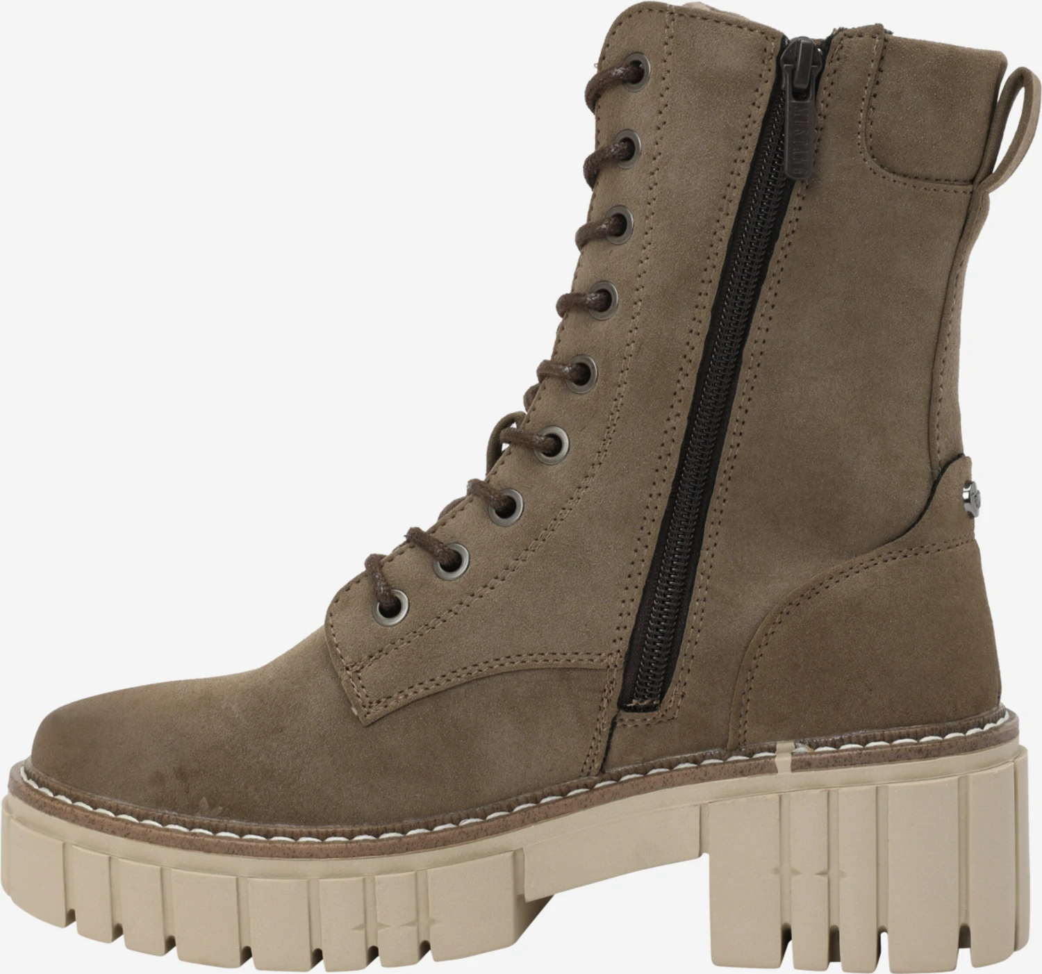 Mustang Enkellaarsjes Veterlaarsjes Dames Taupe 4 Mustang Enkellaarsjes Veterlaarsjes Dames Taupe - Afbeelding 2