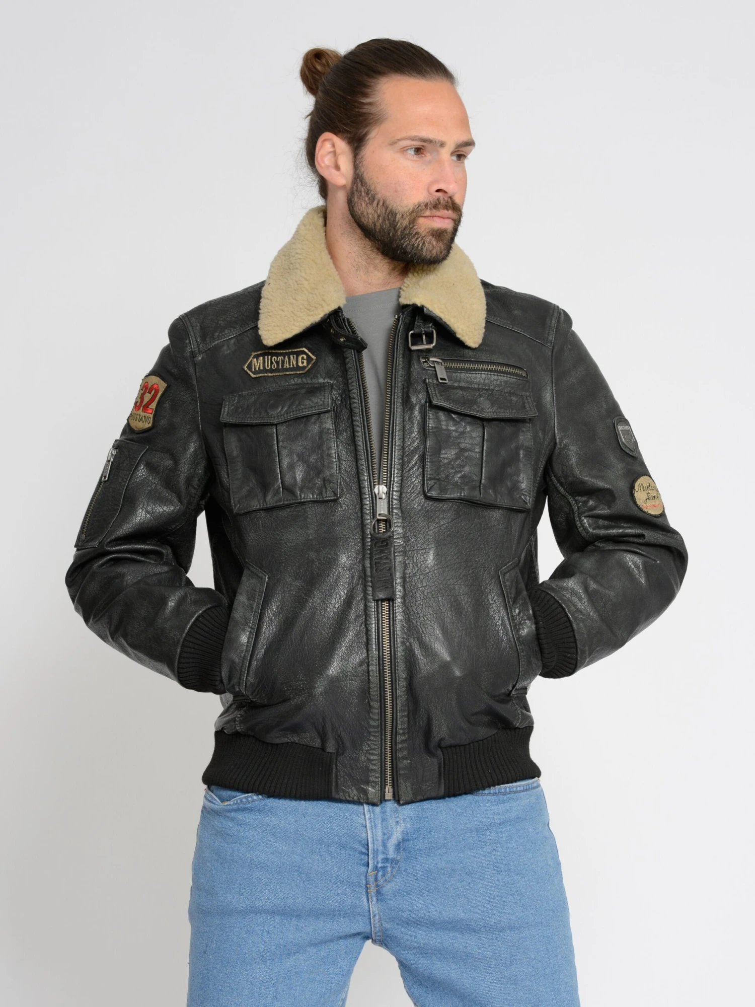 Mustang Leren Jassen Tussenjas Karlstad Heren Zwart 4 Mustang Leren Jassen Tussenjas Karlstad Heren Zwart - Afbeelding 2