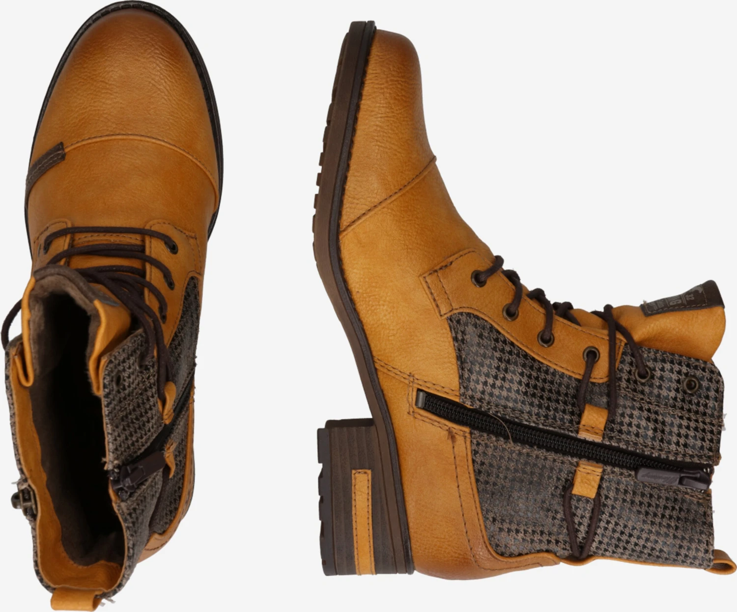 Mustang Enkellaarsjes Veterlaarsjes Dames Karamel / Lichtbruin 4 Mustang Enkellaarsjes Veterlaarsjes Dames Karamel / Lichtbruin - Afbeelding 2