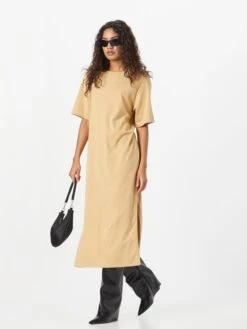 Mustang Jerseyjurken Jurk Fanny Dames Beige -Mustang Verkoop f22b9939203f53fe1ac1a8ea6a9b0579