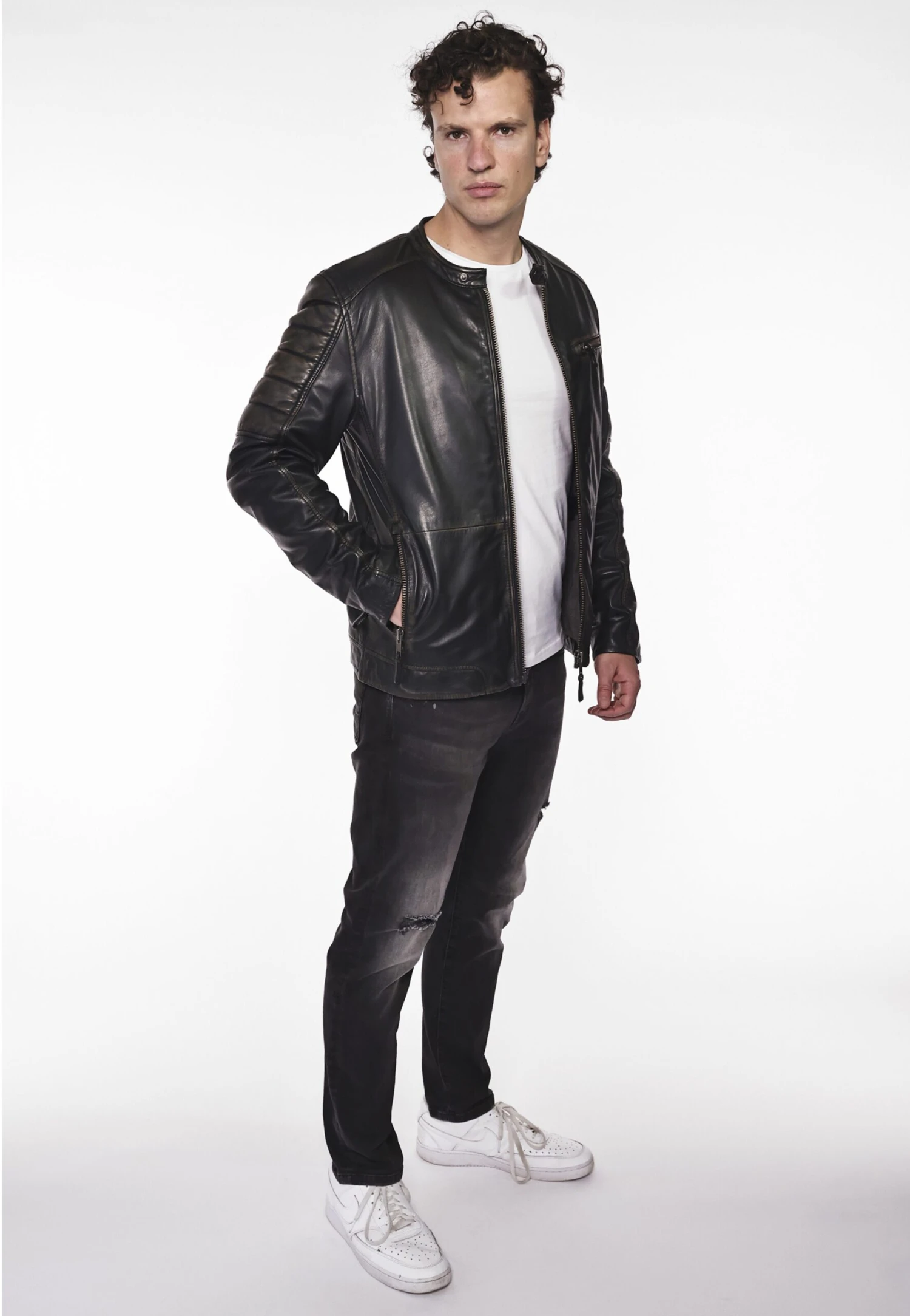 Mustang Leren Jassen Tussenjas Heren Donkergrijs 6 Mustang Leren Jassen Tussenjas Heren Donkergrijs - Afbeelding 4