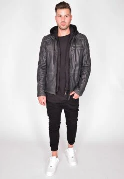 Mustang Leren Jassen Tussenjas Heren Grijs -Mustang Verkoop fc5176559808f8c522e87e80a224f33d