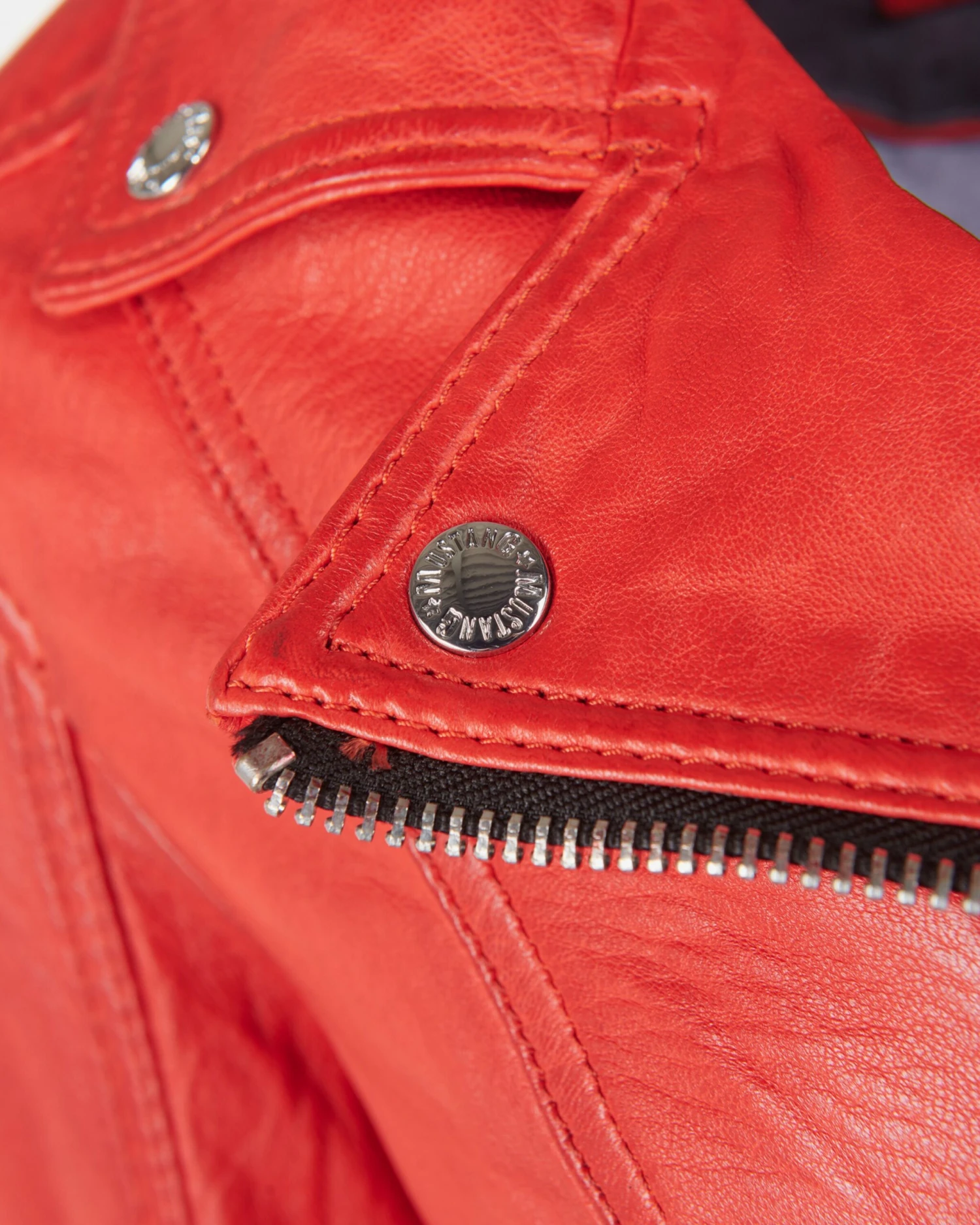 Mustang Leren Jassen Tussenjas Dames Neonrood 5 Mustang Leren Jassen Tussenjas Dames Neonrood - Afbeelding 3